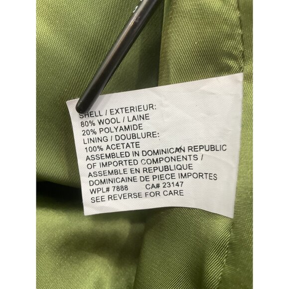 Talbots Vintage Olive Double Breasted Pea Coat Italian Wool Size 10 - Picture 5 of 9